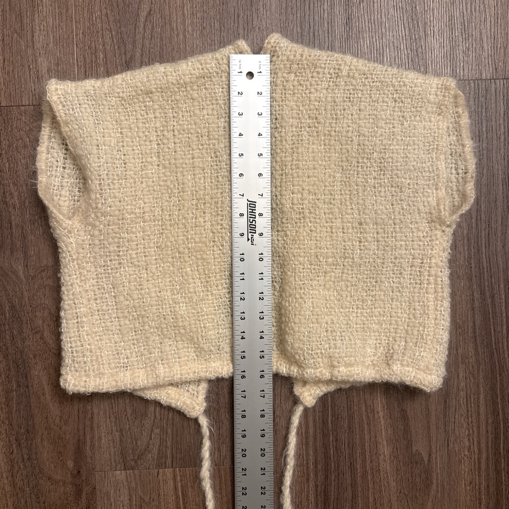 Vintage Cream hand Knit Open-Front Vest with tassels - Picture 6 of 7